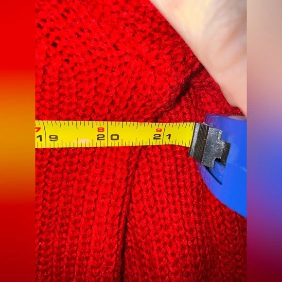 J Crew red cotton/ cashmere fisherman knit sweater large - Picture 3 of 6